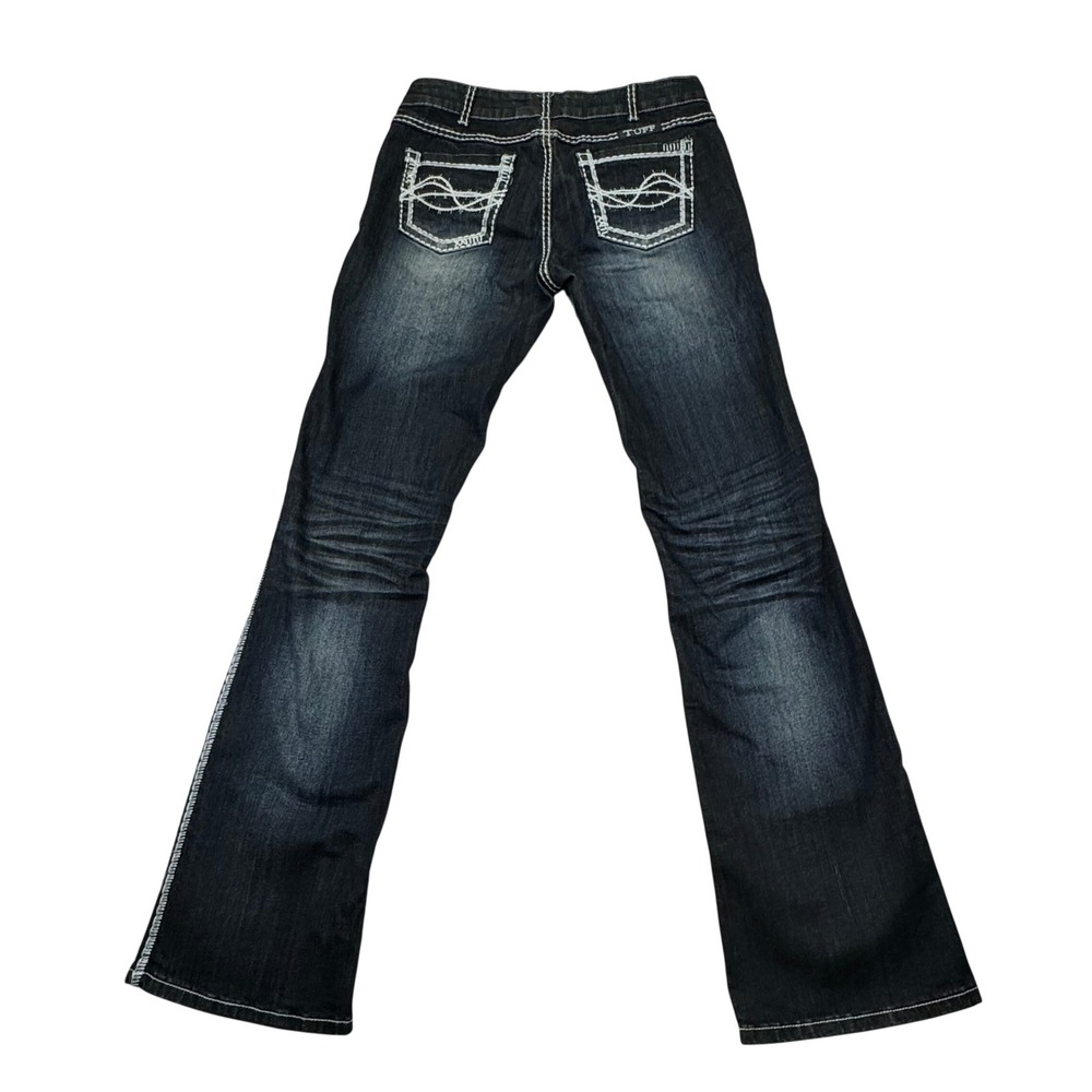 Cowgirl Tuff Co Womens Bootcut Jeans 28x33 Indigo Dark Wash Contrast Stitching